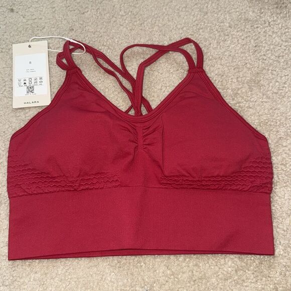 HALARA Seamless Low Support Ruched Double Straps Backless Crisscross SportsBra,S - Picture 7 of 8